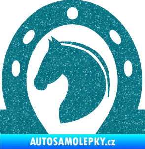 Samolepka Kůň 034 levá podkova Ultra Metalic tyrkysová