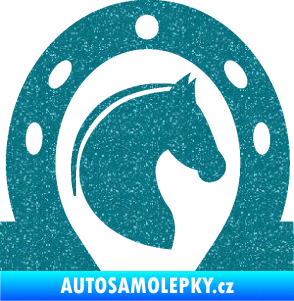 Samolepka Kůň 034 pravá podkova Ultra Metalic tyrkysová