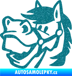 Samolepka Kůň 041 levá veselý Ultra Metalic tyrkysová