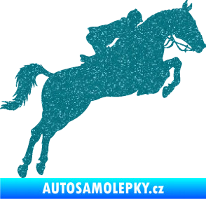 Samolepka Kůň 076 pravá parkur Ultra Metalic tyrkysová
