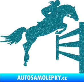 Samolepka Kůň 080 pravá skok přes překážku Ultra Metalic tyrkysová