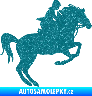 Samolepka Kůň 091 pravá skok Ultra Metalic tyrkysová