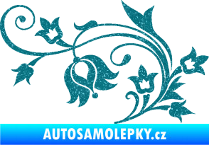 Samolepka Květina dekor 002 levá Ultra Metalic tyrkysová