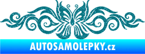 Samolepka Květina dekor 017 motýl Ultra Metalic tyrkysová