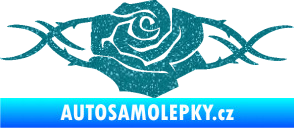 Samolepka Květina dekor 020 levá růže s trny Ultra Metalic tyrkysová