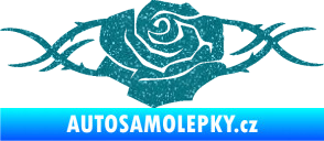 Samolepka Květina dekor 020 pravá růže s trny Ultra Metalic tyrkysová
