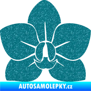 Samolepka Květina dekor 023 orchidej květ Ultra Metalic tyrkysová