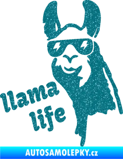 Samolepka Lama 004 llama life Ultra Metalic tyrkysová