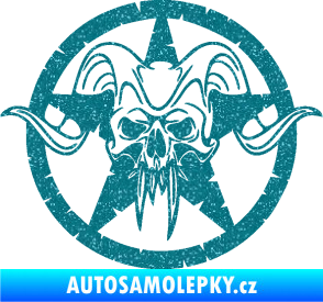 Samolepka Lebka 039 levá army hvězda Ultra Metalic tyrkysová