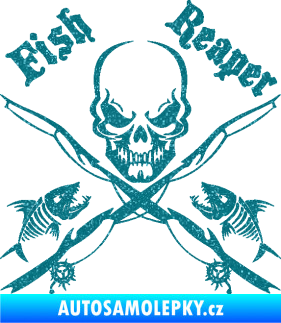Samolepka Lebka 049 fish reaper Ultra Metalic tyrkysová
