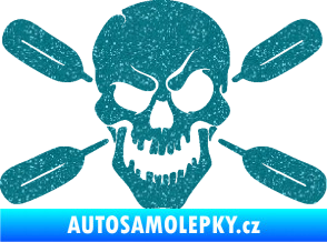 Samolepka Lebka 053 levá s pádly Ultra Metalic tyrkysová