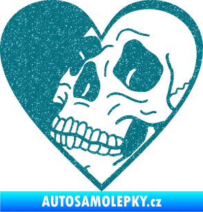 Samolepka Lebka 062 levá v srdíčku Ultra Metalic tyrkysová