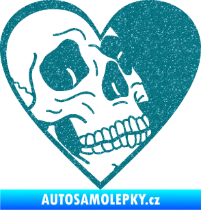 Samolepka Lebka 062 pravá v srdíčku Ultra Metalic tyrkysová