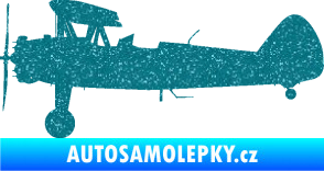 Samolepka Letadlo 020 levá Boeing Stearman model 75 biplane Ultra Metalic tyrkysová