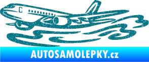 Samolepka Letadlo 026 levá v oblacích Ultra Metalic tyrkysová