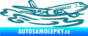 Samolepka Letadlo 026 pravá v oblacích Ultra Metalic tyrkysová