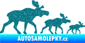 Samolepka Losí rodinka pravá Ultra Metalic tyrkysová