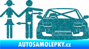 Samolepka Love car like sex pravá Ultra Metalic tyrkysová