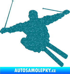 Samolepka Lyžař 001 pravá Ultra Metalic tyrkysová