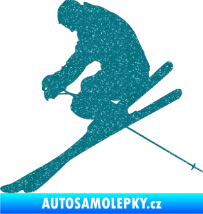Samolepka Lyžař 005 levá Ultra Metalic tyrkysová