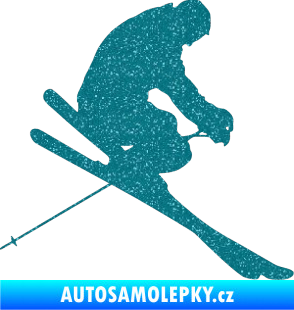 Samolepka Lyžař 005 pravá Ultra Metalic tyrkysová