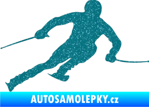 Samolepka Lyžař 012 pravá Ultra Metalic tyrkysová
