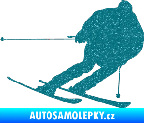 Samolepka Lyžař 019 pravá Ultra Metalic tyrkysová