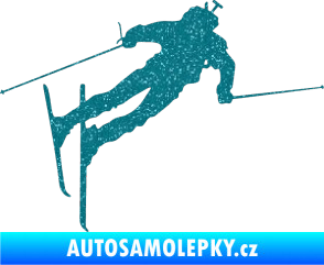 Samolepka Lyžař 020 pravá Ultra Metalic tyrkysová