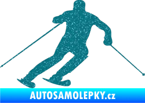 Samolepka Lyžař 021 pravá Ultra Metalic tyrkysová