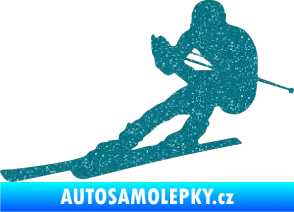 Samolepka Lyžař 022 levá Ultra Metalic tyrkysová