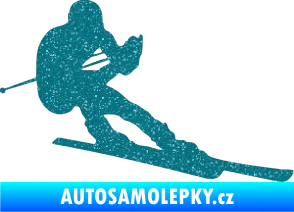 Samolepka Lyžař 022 pravá Ultra Metalic tyrkysová
