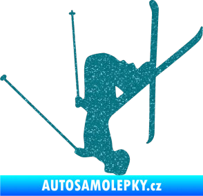 Samolepka Lyžař 023 levá Ultra Metalic tyrkysová