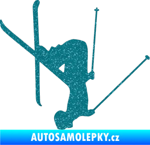 Samolepka Lyžař 023 pravá Ultra Metalic tyrkysová