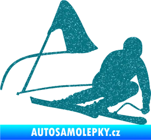 Samolepka Lyžař 025 pravá Ultra Metalic tyrkysová