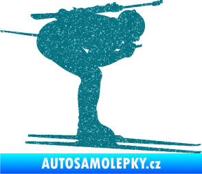 Samolepka Lyžař 028 pravá - biatlon Ultra Metalic tyrkysová