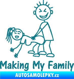 Samolepka Making my family levá Ultra Metalic tyrkysová