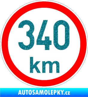 Samolepka Maximální rychlost 340km - nejvyšší konstrukční rychlost Ultra Metalic tyrkysová