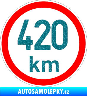 Samolepka Maximální rychlost 420km - nejvyšší konstrukční rychlost Ultra Metalic tyrkysová