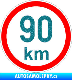 Samolepka Maximální rychlost 90km - nejvyšší konstrukční rychlost Ultra Metalic tyrkysová
