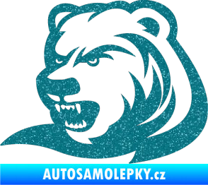 Samolepka Medvěd 001 levá Ultra Metalic tyrkysová