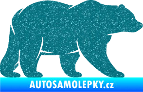 Samolepka Medvěd 002 pravá Ultra Metalic tyrkysová