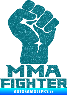 Samolepka MMA Fighter 001 pravá pěst Ultra Metalic tyrkysová