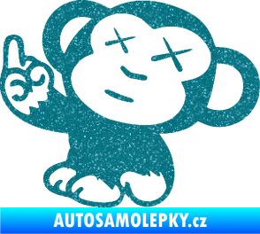 Samolepka Monkey Fuck Off JDM levá Ultra Metalic tyrkysová