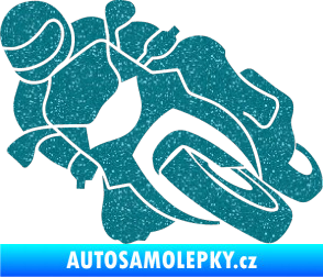 Samolepka Motorka 001 levá silniční motorky Ultra Metalic tyrkysová
