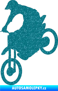 Samolepka Motorka 016 levá motokros Ultra Metalic tyrkysová