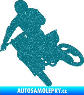 Samolepka Motorka 025 levá motokros Ultra Metalic tyrkysová