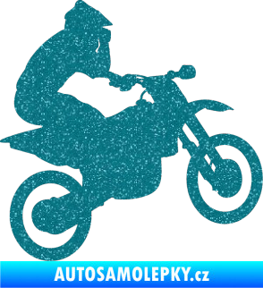 Samolepka Motorka 027 pravá motokros Ultra Metalic tyrkysová