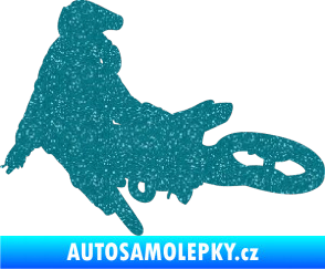 Samolepka Motorka 028 levá motokros Ultra Metalic tyrkysová