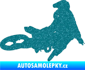 Samolepka Motorka 028 pravá motokros Ultra Metalic tyrkysová