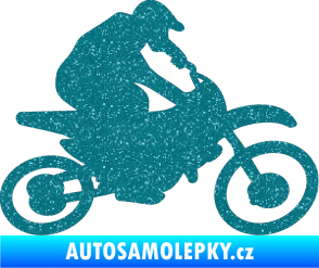 Samolepka Motorka 031 pravá motokros Ultra Metalic tyrkysová